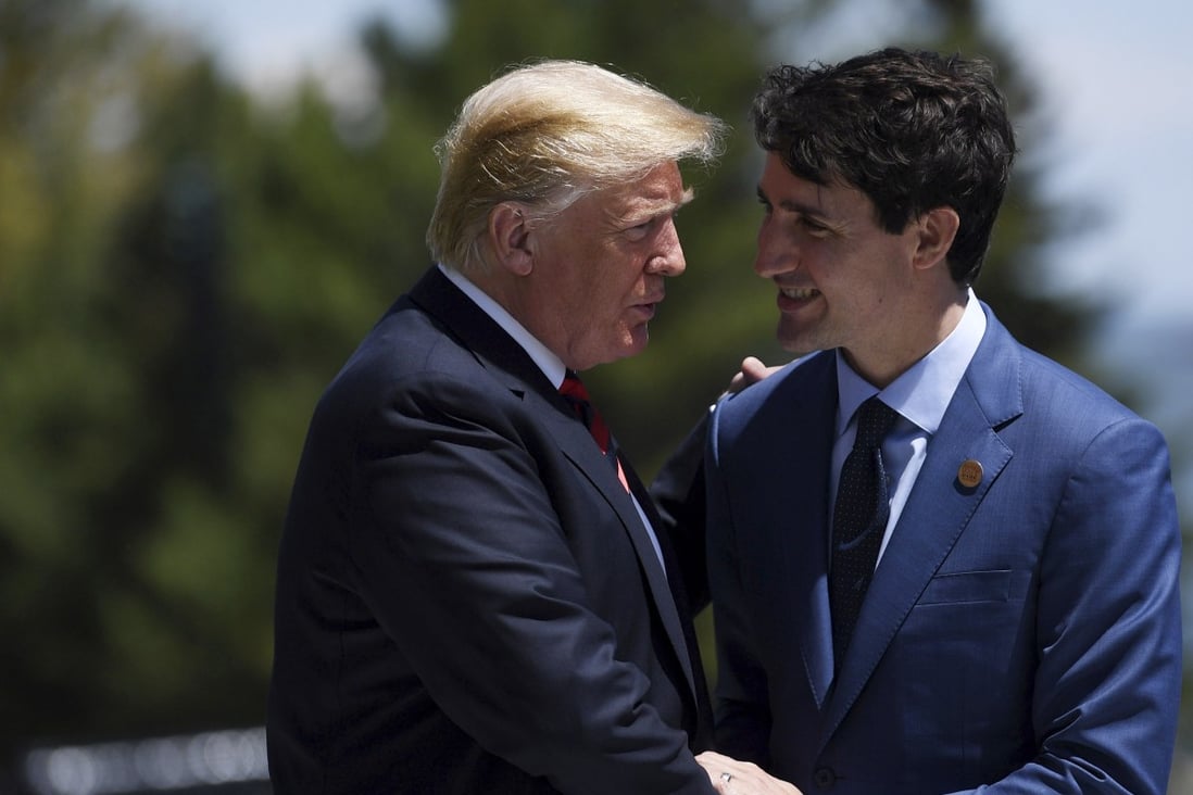 US President Donald Trump and Canada's Prime Minister Justin Trudeau have agreed to continue pressing Beijing to free two Canadian citizens. File photo: EPA