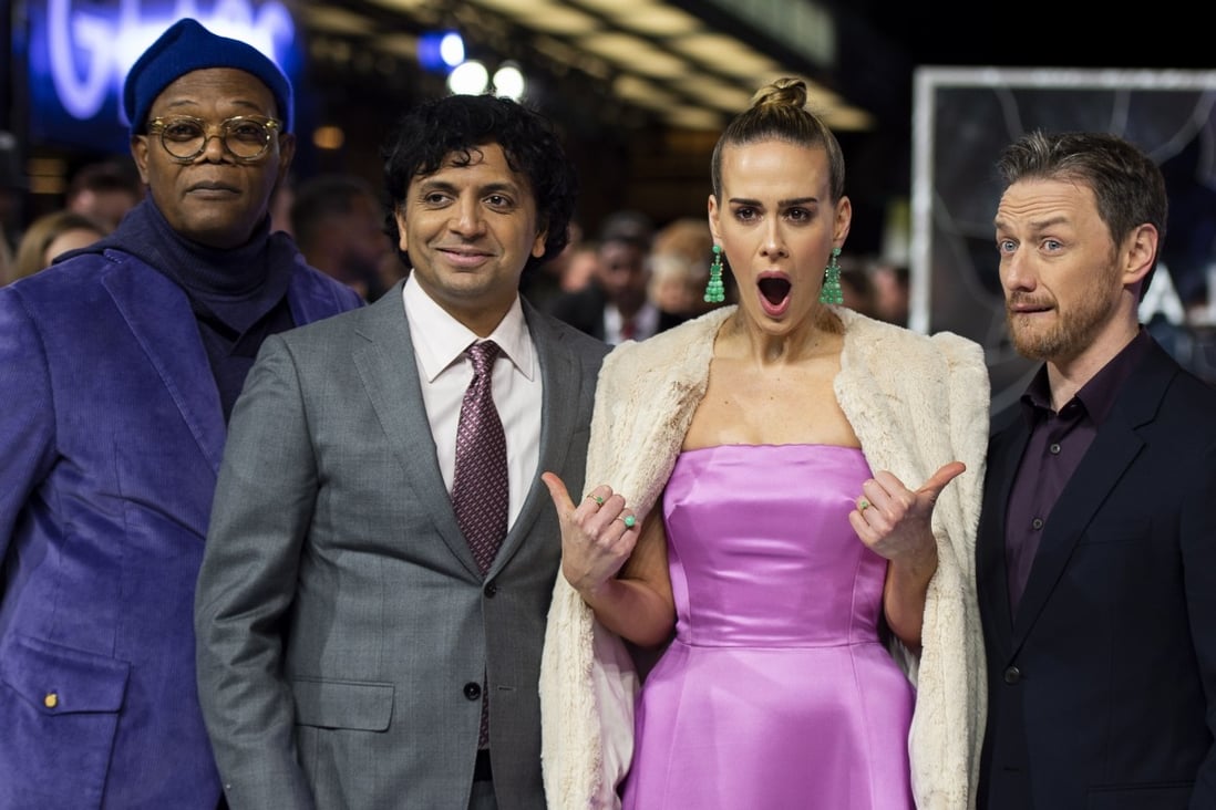 From left: Samuel L Jackson, director M. Night Shyamalan, Sarah Paulson and James McAvoy at the UK premiere of Glass. Photo: EPA-EFE/Will Oliver