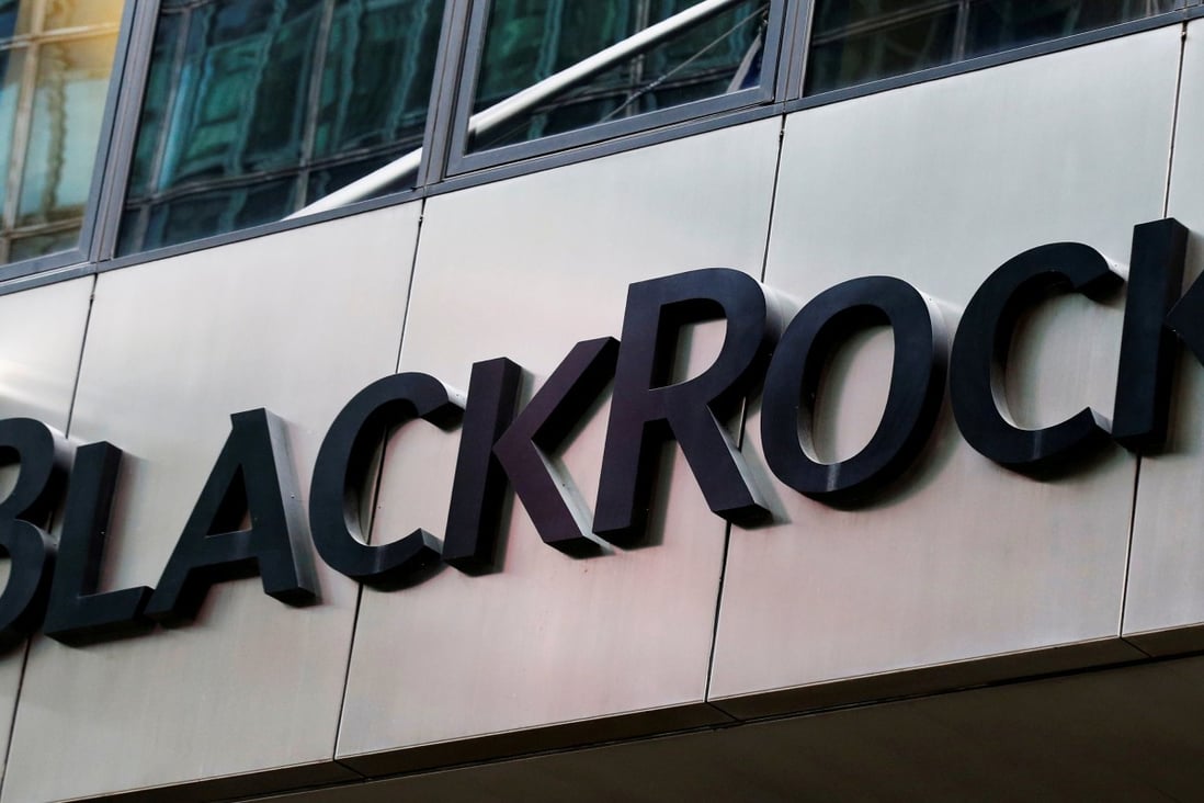 The BlackRock logo outside its offices in New York on October 17, 2016. Photo: REUTERS