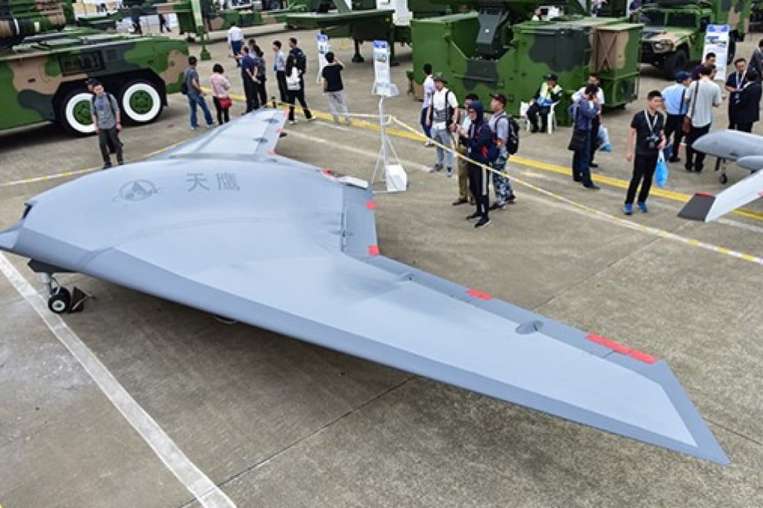 China’s new stealth drone, the Sky Hawk, went on display to the public at Airshow China in November. Photo: China Aerospace Science & Industry Corp