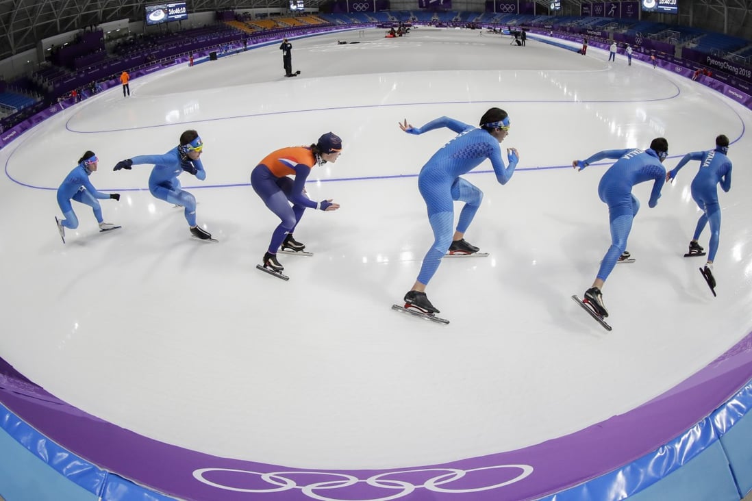 A training session at the Gangneung Oval speedskating venue in South Korea. Photo: EPA