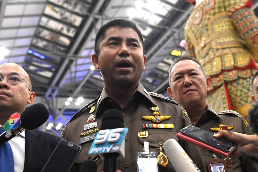 Thai immigration police chief Surachate Hakparn speaks to journalists at Suvarnabhumi airport in Bangkok. Photo: AFP