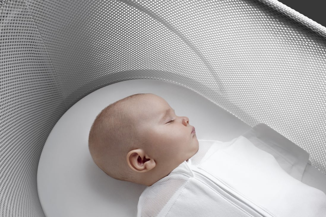 The inbuilt sensors of the Snoo smart sleeper cot respond to a baby’s restlessness and rocks it back to sleep.