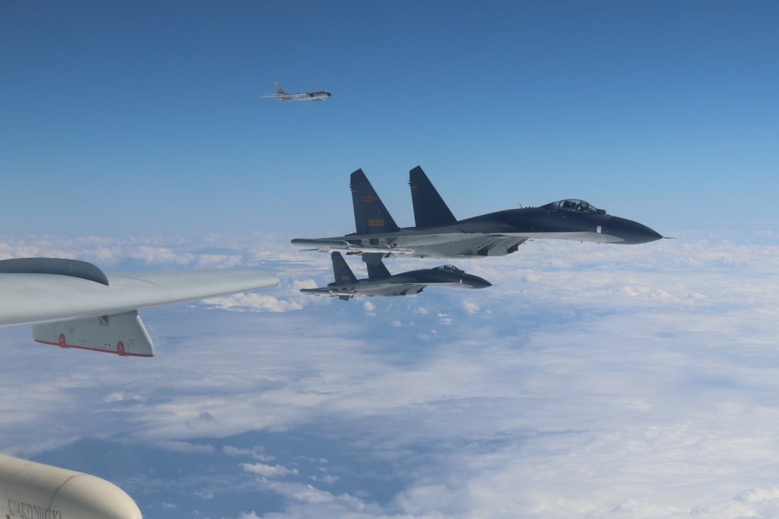 At least one Su-30 fighter jet, similar to the one pictured, and a Y-8 surveillance plane were spotted flying close to Taiwan on Tuesday. Photo: Xinhua