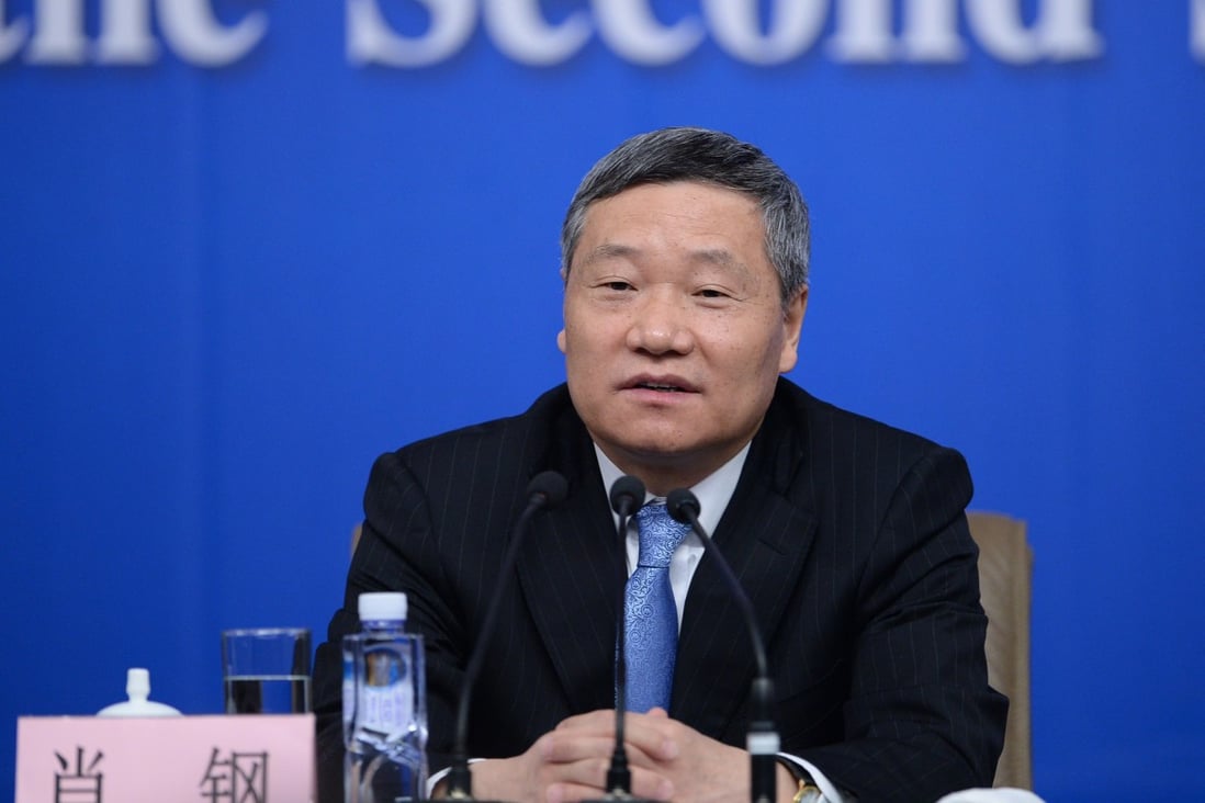 Xiao Gang has kept a low profile since he was forced out of his job with the China Securities Regulatory Commission amid the turbulence in China’s fragile stock market. Photo: Xinhua
