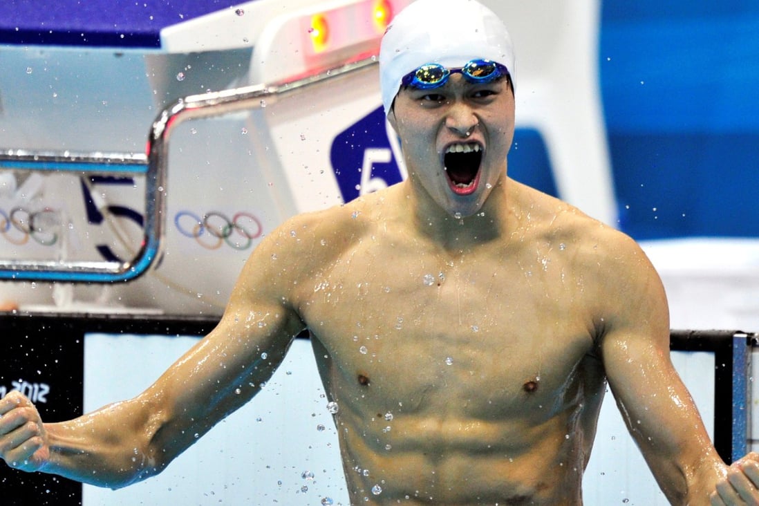 China’s Sun Yang celebrates after winning the 400m freestyle final at the London 2012 Olympic Games. Photo: Reuters