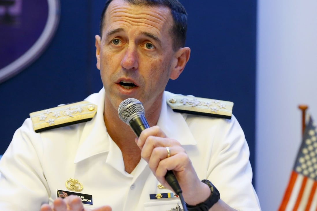 Admiral John Richardson, the US chief of naval operations, spoke at Washington’s Brookings Institute. Photo: AP