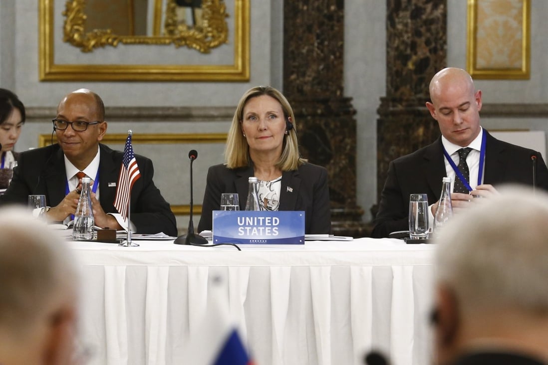 US undersecretary of state Andrea Thompson (centre) says she “cannot overemphasise the value of transparency”. Photo: EPA-EFE