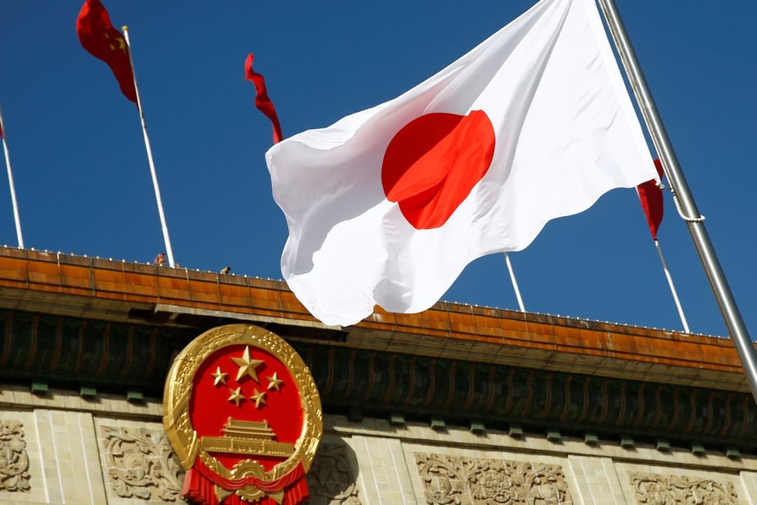 Japan's flag flutters outside the Great Hall of the People in Beijing. Photo: Reuters