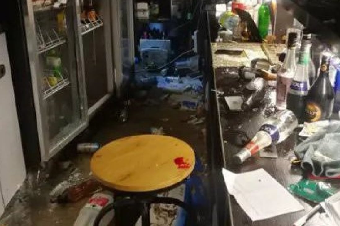 A Chinese bar owner named Liu smashed up his shop and public amenities, blaming the outburst on resentment of his parents who, he says, insist he gets married. Photo: Weibo
