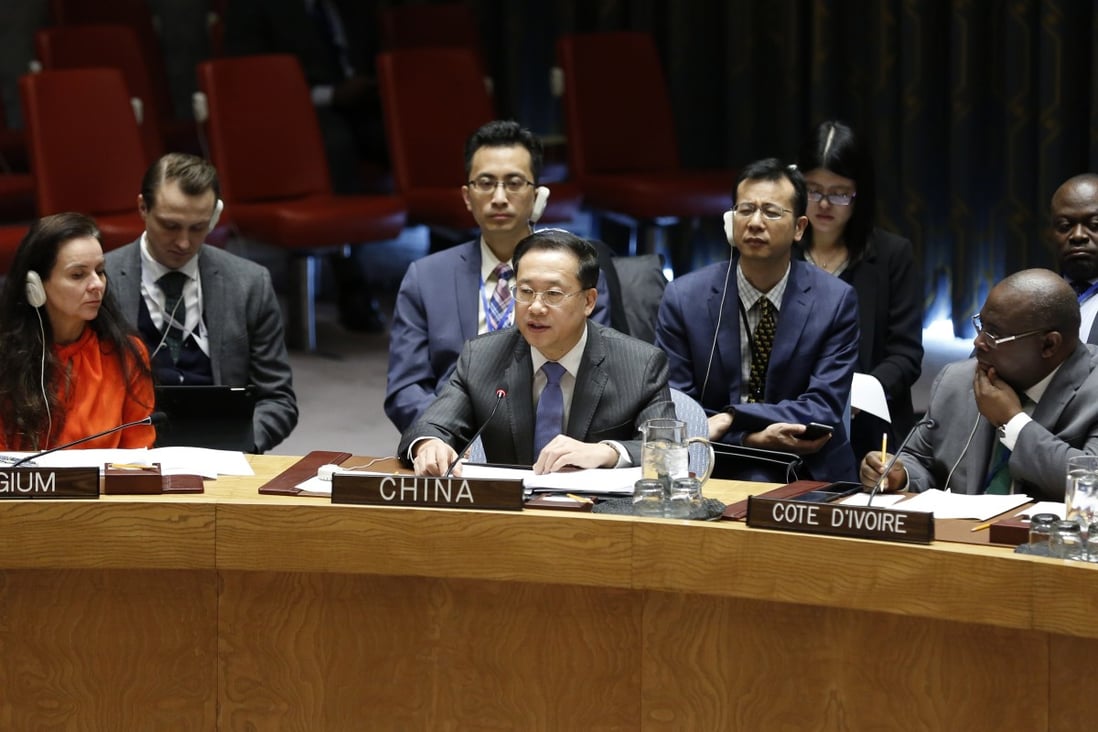 Ma Zhaoxu, centre, the Chinese permanent representative to the United Nations, addressing a Security Council meeting on the situation in Syria at the UN headquarters in New York in January. Photo: Xinhua