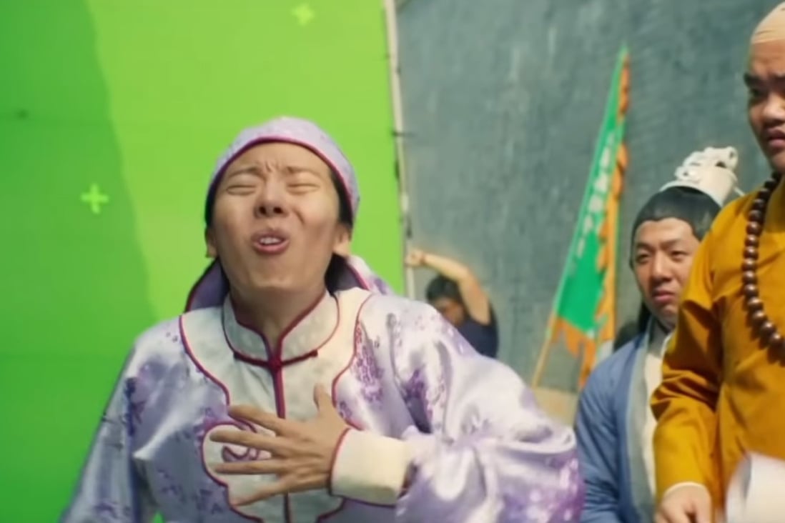 E Jingwen (left) in a still from The New King of Comedy, directed by Stephen Chow and Herman Yau. Wang Baoqiang and Zhang Qi co-star.