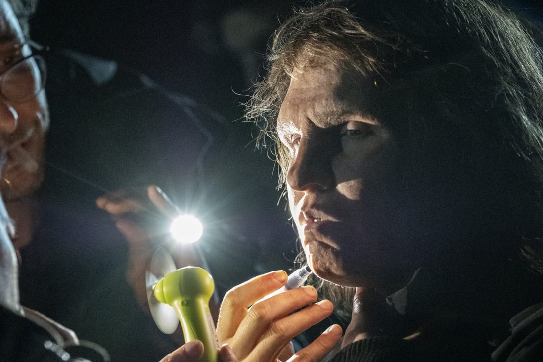 Eva Melander on the set of Border. She plays a customs officer in a small town who is in fact a troll, and her prosthetics required five hours a day in make-up.