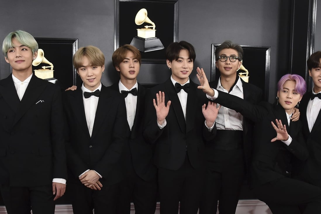 K-pop boy band BTS arriving at the 61st annual Grammy Awards at the Staples Centre in Los Angeles on Sunday. Photo: AP