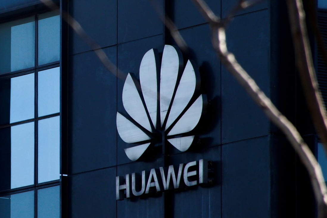 Company logo at the office of Huawei in Beijing. Photo: Reuters