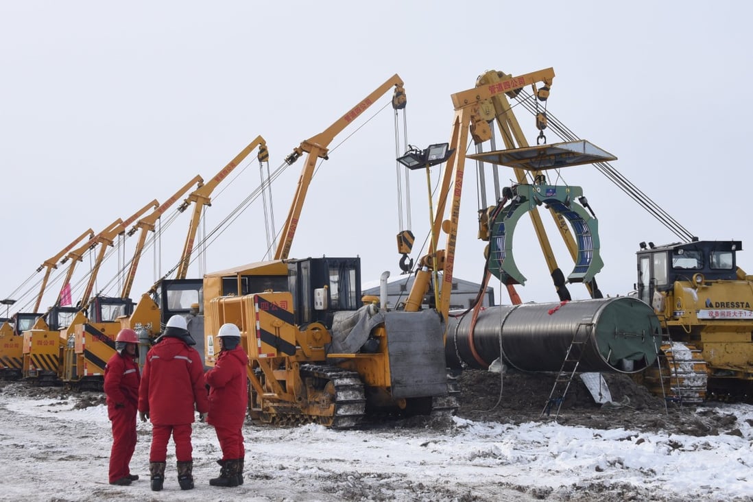 In this file photo from January 2018, workers of the China National Petroleum Corporation are seen at a ‘Power of Siberia’ pipeline construction site in Heilongjiang province. Photo: Reuters