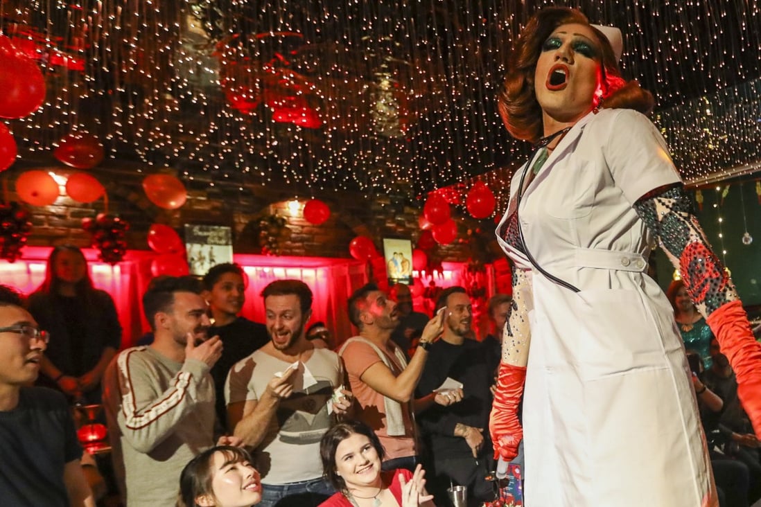 Drag queen Anita Schwanz performs a routine at Anchor gay bar in Beijing’s Chaoyang district. Photo: Simon Song