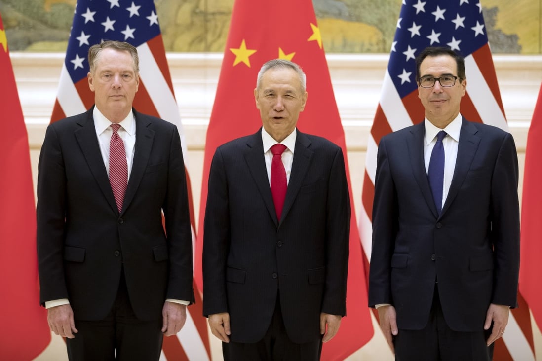 Chinese Vice-Premier Liu He met US trade representative Robert Lighthizer (left) and US Treasury Secretary Steven Mnuchin in Beijing this week. Photo: EPA