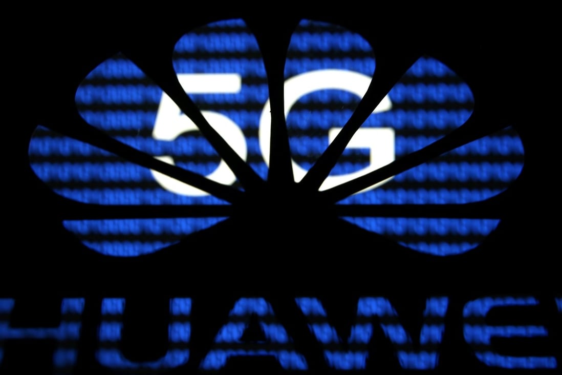 A 3-D printed Huawei Technologies logo is seen in front of displayed 5G words in this illustration taken on February 12, 2019. Photo: Reuters