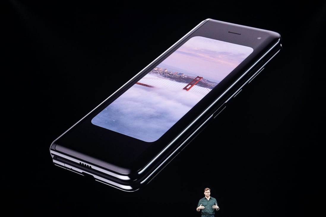 Samsung senior vice-president of product marketing Justin Denison speaks on stage about the new foldable phone during the Samsung Unpacked product launch event in San Francisco, California on February 20, 2019. Photo: AFP