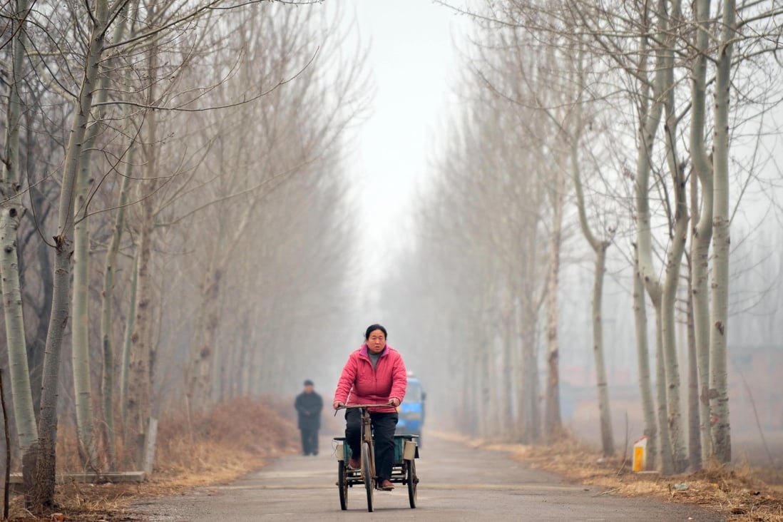 A country road in Dezhou, in China’s northern Shandong province. Property purchases by residents of a nearby village drove up prices in downtown Dezhou from 4,000 yuan per square metre at the beginning of 2018 to more than 8,000 yuan by year end. With provincial governments around China scaling back slum redevelopment plans and cutting back on cash compensation in 2019, property in cities like Dezhou will become even more unaffordable, according to a prospective buyer. Photo: AFP