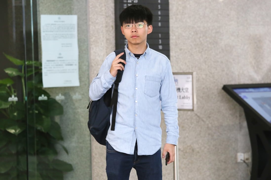 Activist Joshua Wong at the West Kowloon Law Courts Building in Sham Shui Po on Wednesday. Photo: Jonathan Wong