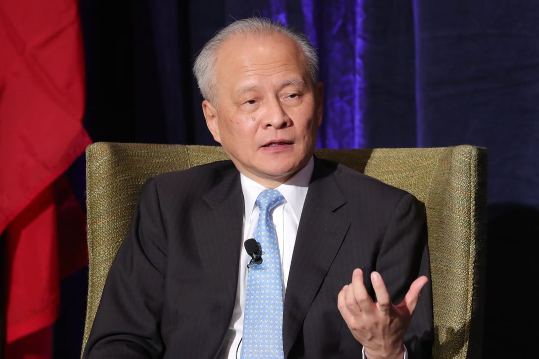 Cui Tiankai, China’s ambassador to the US, says different time frames will be required for different issues. Photo: Xinhua