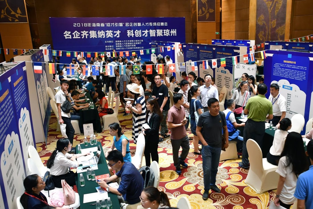 Jobseekers attend a job fair in Haikou, south China's Hainan Province, June 23, 2018. Nearly 100 enterprises took part in the job fair, offering more than 2,600 jobs. Photo: Xinhua