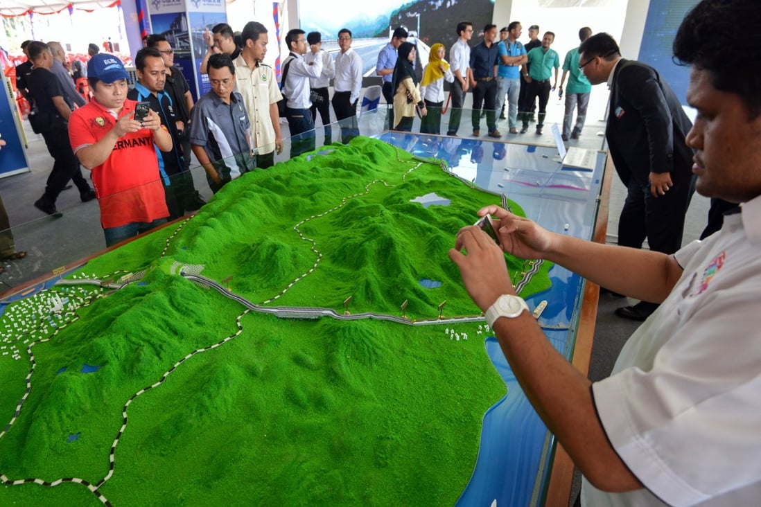 A model of Malaysia’s East Coast Rail Link, part of China’s controversial “Belt and Road Initiative”. Photo: Xinhua