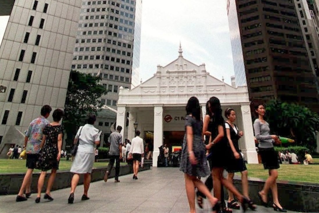Raffles Place in Singapore. Singapore has been voted the safest place in Asia-Pacific. Photo: AFP/Roslan Rahman