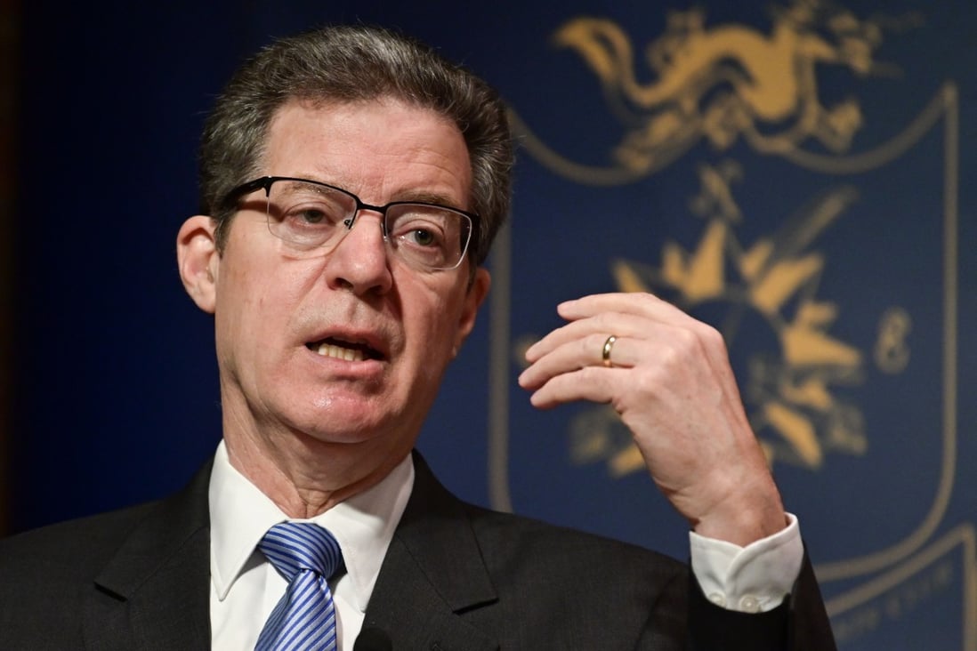 US Ambassador at Large for International Religious Freedom Sam Brownback speaks at the Foreign Correspondents' Club in Hong Kong. Photo: AFP