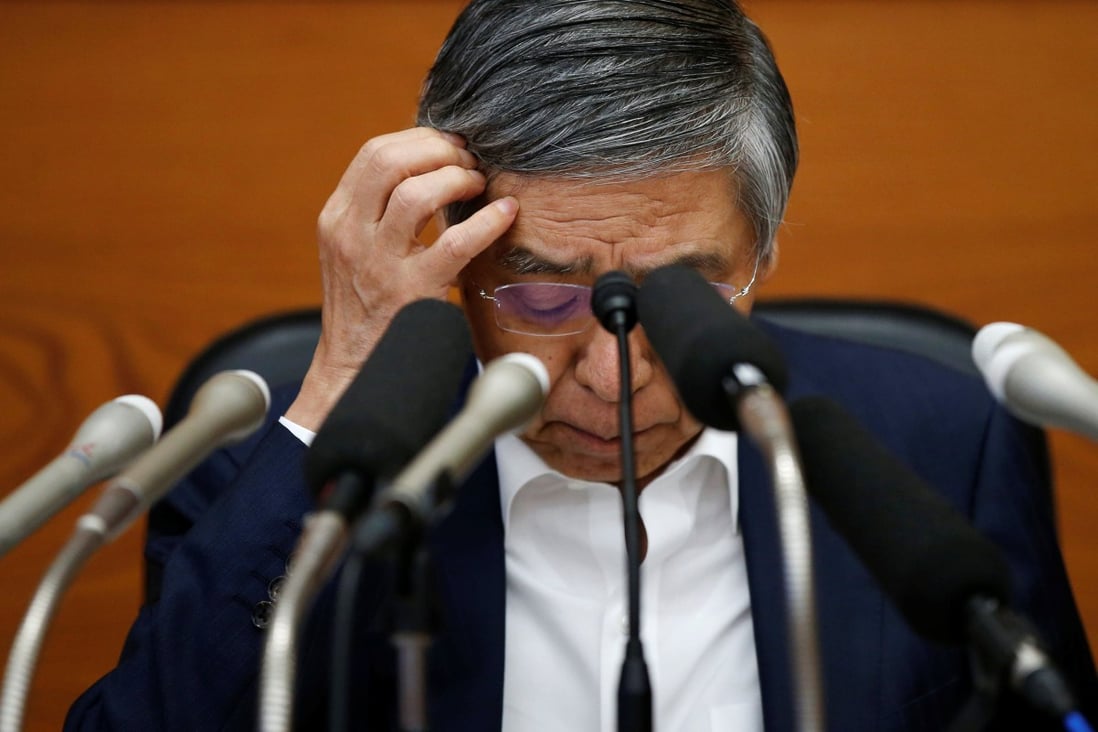 The Bank of Japan, led by Governor Haruhiko Kuroda, has been unable to reach its inflation target of 2 per cent for years. Photo: Reuters