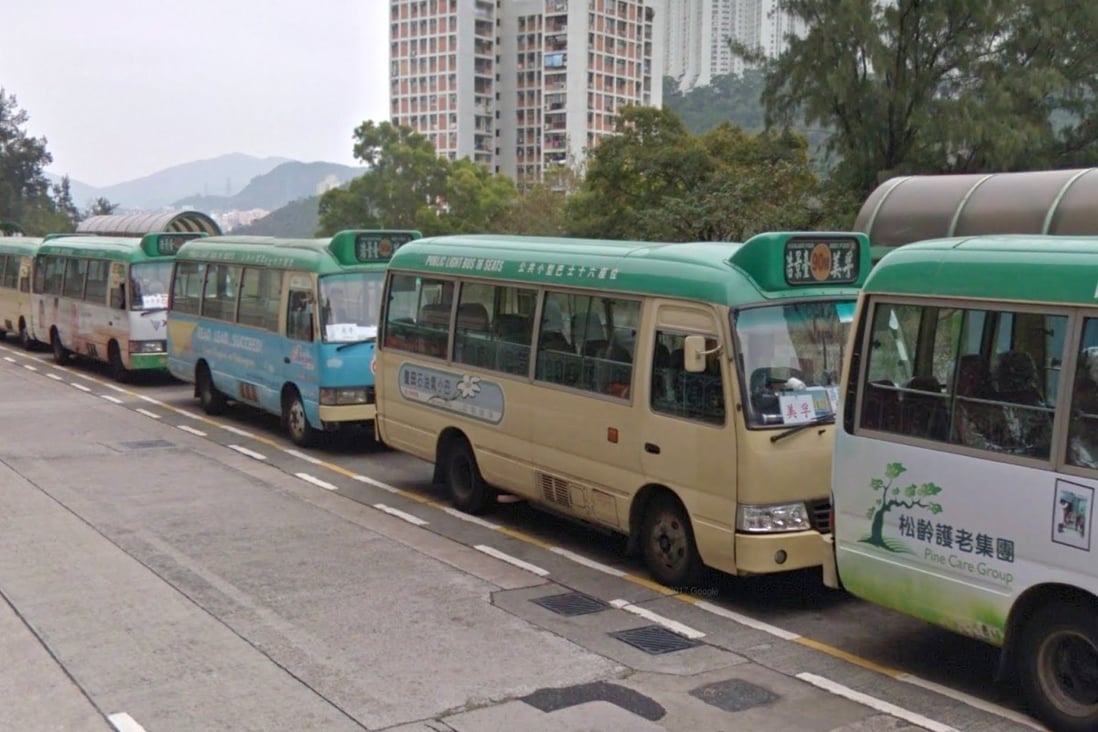 The tyres of 10 minibuses were slashed at Lai Kong Street minibus terminal outside Highland Park in Kwai Chung in the early hours of Monday morning. Photo: Handout