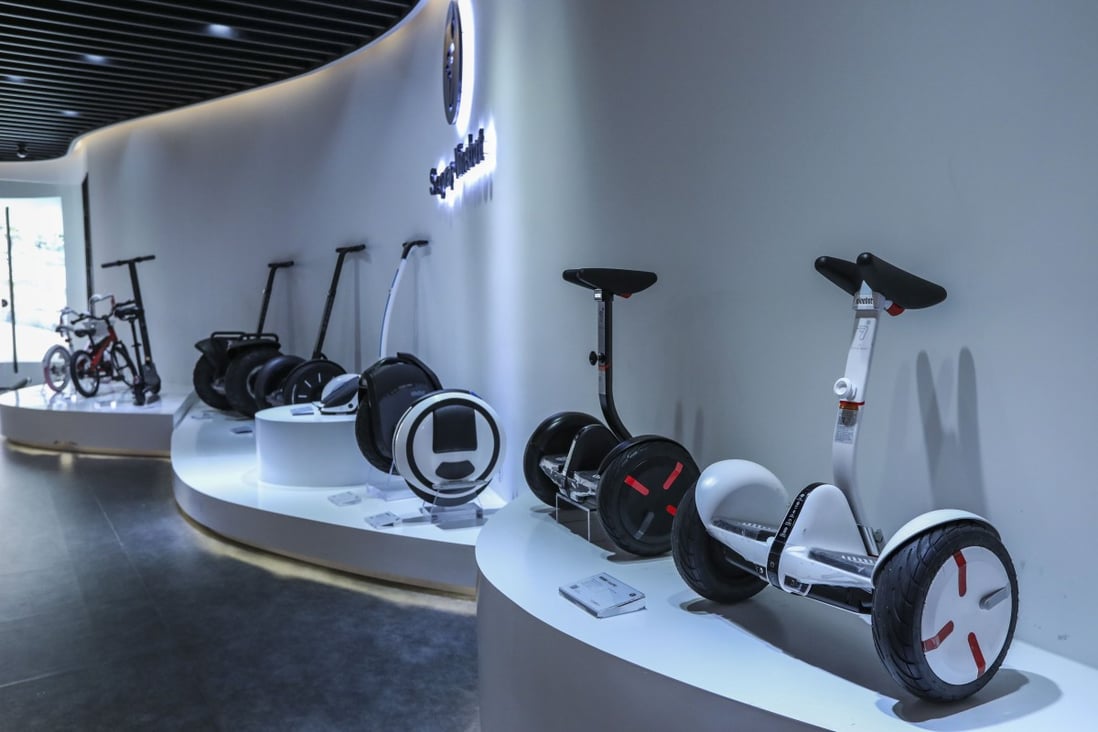  Segway-Ninebot self-balancing scooters in Shenzhen. (Picture: SCMP/Roy Issa)