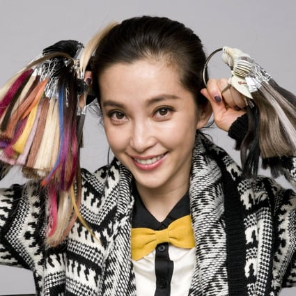 Li Bingbing with hair colour samples.