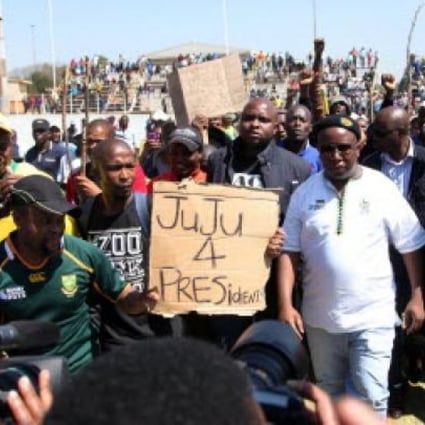 South African mine workers protesting earlier this month. Photo: AFP