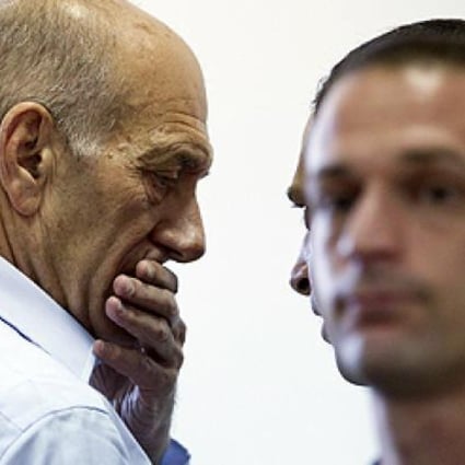 Ex-Israeli Prime Minister Ehud Olmert appears in Jerusalem District Court. Photo: EPA