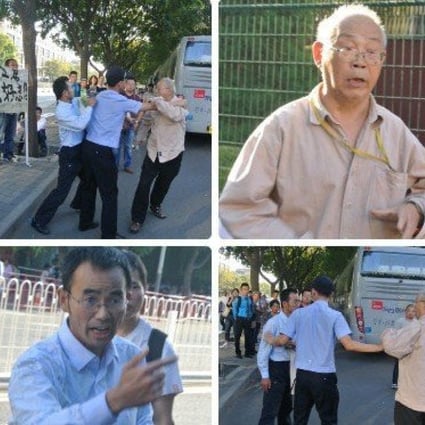 Han Deqiang (L) and his 80-something-year-old verbal opponent