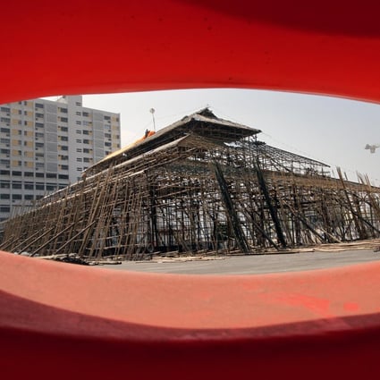The Bamboo Theatre at the West Kowloon Cultural District slowly takes shape. The festival begins at the end of the month and runs until February 16. Photo: Edward Wong