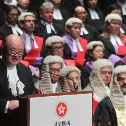 Chief Justice Geoffrey Ma delivers a speech at the ceremonial opening of the legal year yesterday. Photo: Sam Tsang