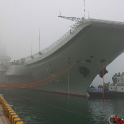 The Liaoning in Qingdao, where the ship's base is operational after four years of work. Photo: Xinhua