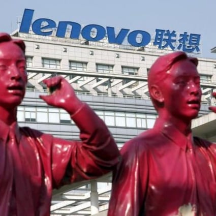 A Lenovo logo seen behind a sculpture at the company's office in Shanghai on 15 January, 2009. (Photo: EPA)
