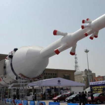 China's Long March 2F carrier rockets at a space exhibition in Hebei Museum in Shijiazhuang. Space is playing an increasing role in security talks between the US and China. Photo: Xinhua
