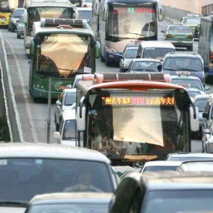 A traffic jam at rush hour in Guangzhou. Photo: NYT