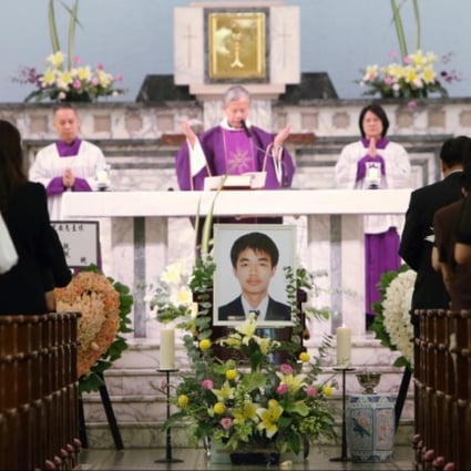 Mourners attend a requiem Mass for victim Thomas Koo Man-cheung at St Anthony's Church in Pok Fu Lam Road. Photo: Sam Tsang
