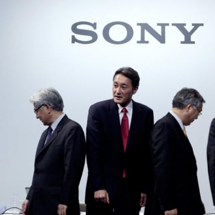 Kazuo Hirai (centre), plans big job cuts at Sony. Photo: Bloomberg
