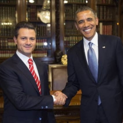 Mexican President Enrique Pena Nieto (L) with his US counterpart Barack Obama (right) during a meeting at the National Palace in Mexico City, Mexico. Photo: EPA
