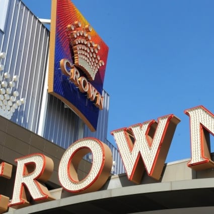 Crown Casino signs displayed on the side of the casino in Melbourne. Photo: AFP
