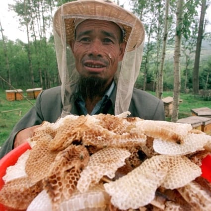 Bee-keeper Ma Fuhai seen in a file photo harvesting real honey in the Qinghai Lake area. Photo: Reuters