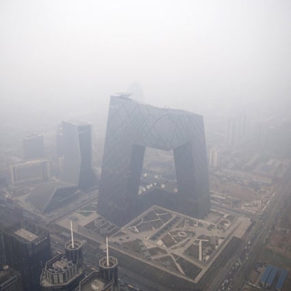 Severe smog and air pollution in Beijing.